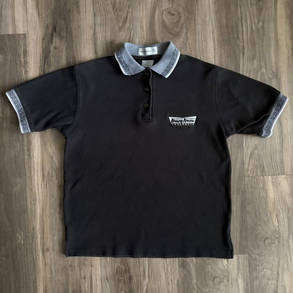 Krispy Kreme Doughnuts Employee Polo Shirt Women's Size S Black Vintage